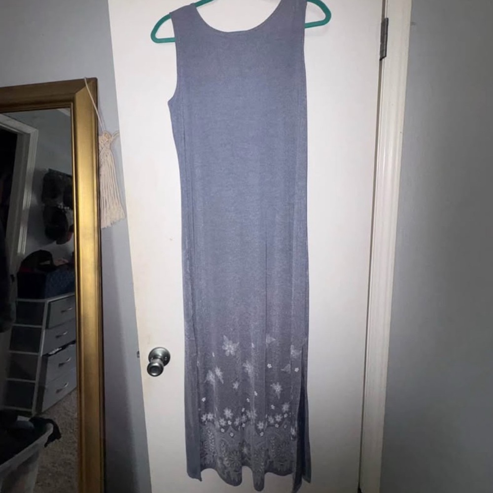 Sleeveless Maxi Dress with Floral Hem